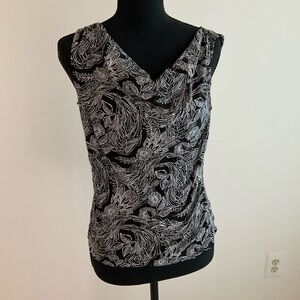 Ann Taylor Black & White Floral Paisley Cowl Neck Camisole